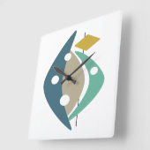 Blauwe boemerangs Mid-eeuwse Modernisme Vierkante Klok (Hoek)