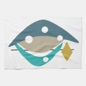 Blauwe boemerangs uit het midden van de eeuw, jare theedoek (Horizontaal)