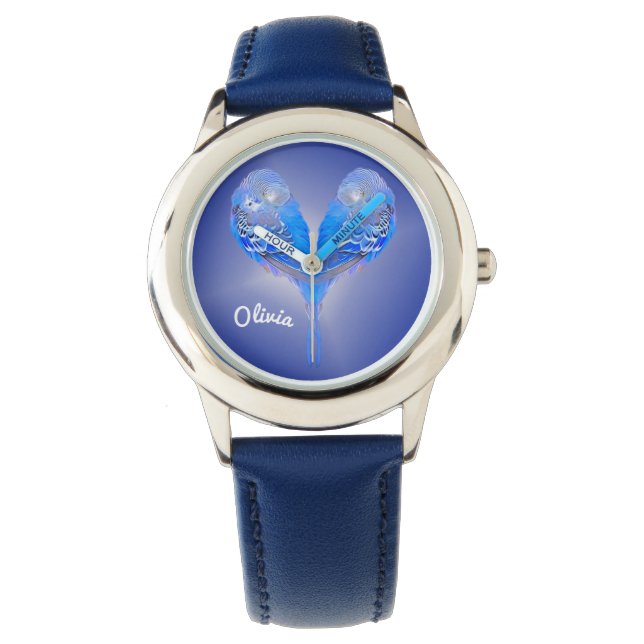 Blauwe boer - personaliseer het! Let op! Horloge (Voorkant)