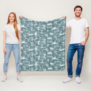 Blauwe boerderij fleece deken