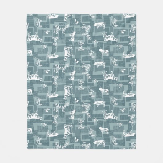 Blauwe boerderij fleece deken (Voorkant)