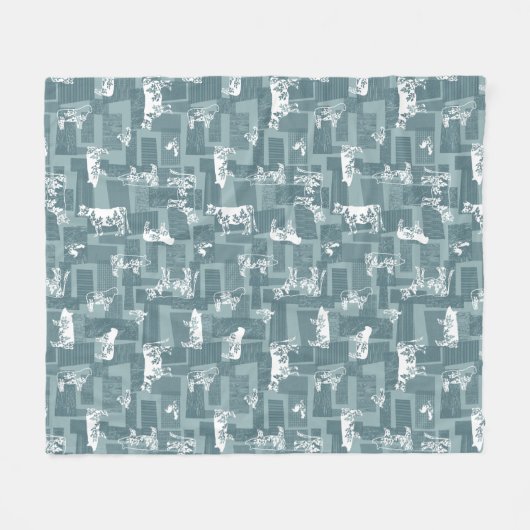 Blauwe boerderij fleece deken (Voorkant (Horizontaal))