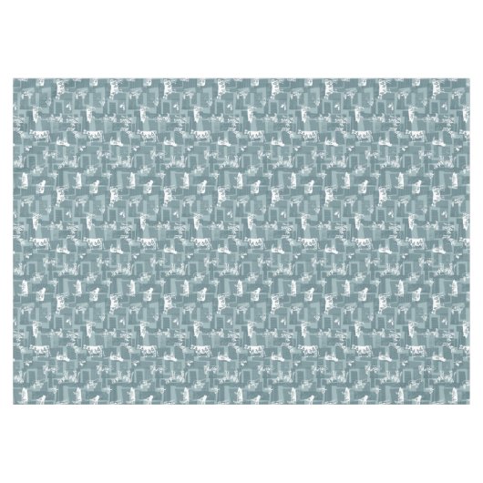 Blauwe boerderijdieren tafelkleed (Voorkant (Horizontaal))