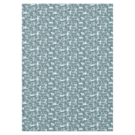 Blauwe boerderijdieren tafelkleed (Voorkant)