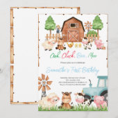 Blauwe boerderijdieren verjaardagsfeestje kaart (Voorkant / Achterkant)