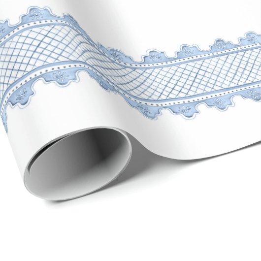 Blauwe bogen cadeaupapier (Rol Hoek)