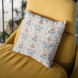 Blauwe Bogen en Bloesems Boho Kussen<br><div class="desc">Boho en rustiek kussen met handgetekende illustratie van bogen en bloemen in blauwe kleuren.</div>