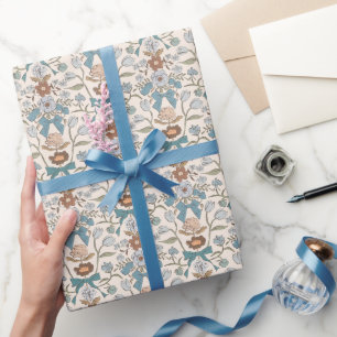 Blauwe Bogen en Bloesems Patroon Cadeaupapier