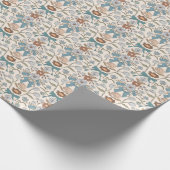 Blauwe Bogen en Bloesems Patroon Cadeaupapier (Hoek)