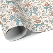 Blauwe Bogen en Bloesems Patroon Cadeaupapier (Rol Hoek)