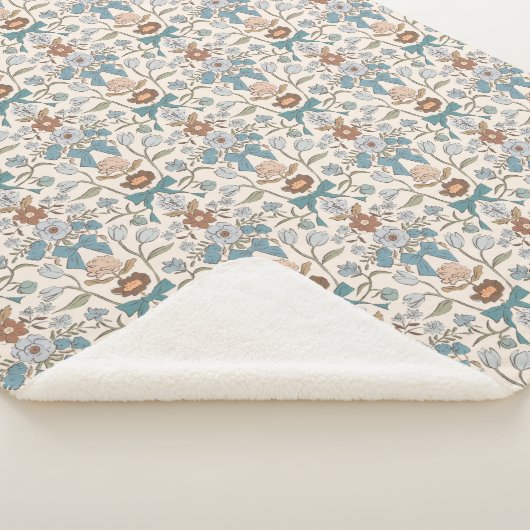 Blauwe Bogen en Bloesems Rustiek Sherpa Deken (3/4)