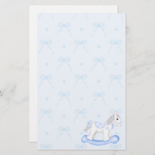 Blauwe bogen en Rocking Horse Stationery Briefpapier (Voorkant / Achterkant)