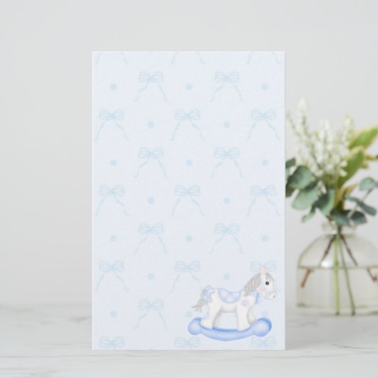 Blauwe bogen en Rocking Horse Stationery Briefpapier (Staand voorkant)