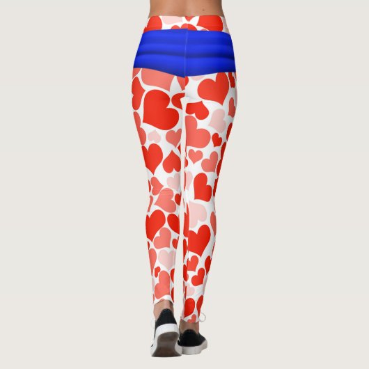 Blauwe bogen en roze harten leggings (Achterkant)