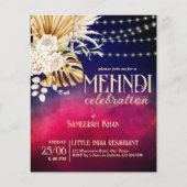 Blauwe bogundy floral bridal Mehndi budget nodigt  (Voorkant)