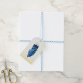 Blauwe Boheemse Vogel's Feather Gift Labels Cadeaulabel (Met Touw)