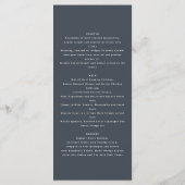 Blauwe bohemiene botanische moderne elegante bladb menu (Achterkant)