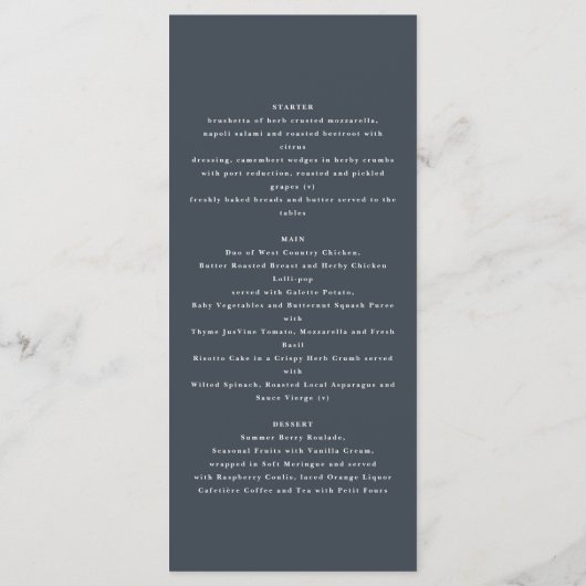 Blauwe bohemiene botanische moderne elegante bladb menu (Achterkant)