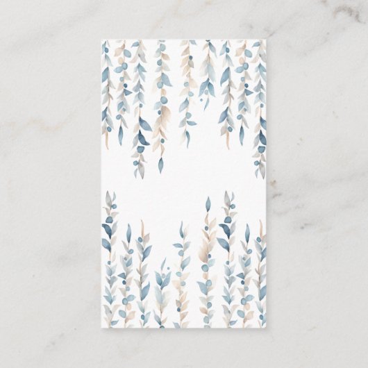 Blauwe boho baby jongen douche luier verloting kaa informatiekaartje (Achterkant)