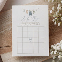 Blauwe Boho Babykleren Baby Shower Bingo