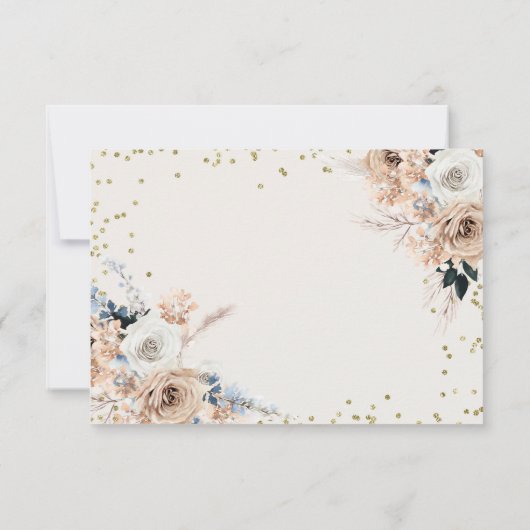 Blauwe Boho Beer Baby Shower Bedankkaart (Achterkant)