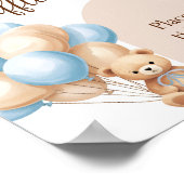 Blauwe Boho Beer ballon Baby shower luier Raffle Poster (Hoek)