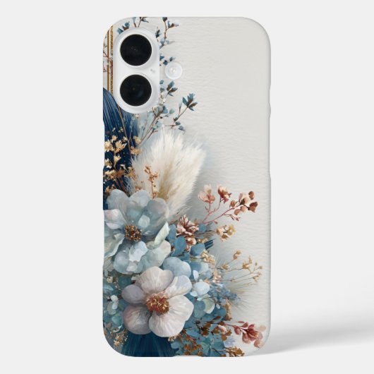 Blauwe Boho Bloemen Case-Mate iPhone Case (Achterkant)