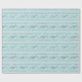 Blauwe Boho bloemenstrepen Cadeaupapier (Vlak)