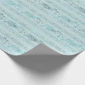 Blauwe Boho bloemenstrepen Cadeaupapier (Hoek)