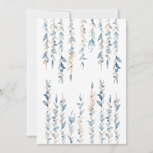 Blauwe boho bohemian baby jongen douche uitnodigin kaart (Achterkant)