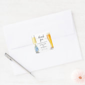 Blauwe boho chique bubbels en brouwsels Dank u bru Vierkante Sticker (Envelop)