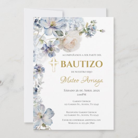 Blauwe Boho doop Kaart (Voorkant)