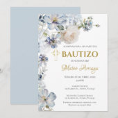 Blauwe Boho doop Kaart (Voorkant / Achterkant)