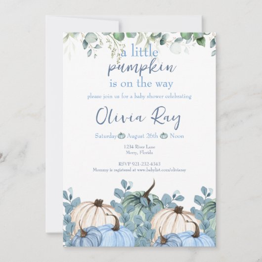 Blauwe Boho een kleine pompoen is onderweg Kaart (Voorkant)