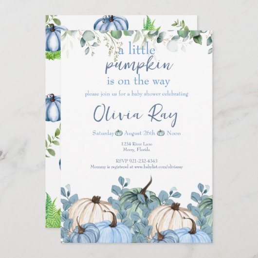 Blauwe Boho een kleine pompoen is onderweg Kaart (Voorkant / Achterkant)