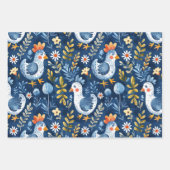 Blauwe boho kip kwekerij naadloos patroon inpakpapier vel (Voorkant)