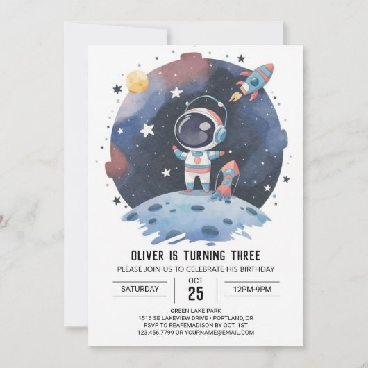 Blauwe Boho kosmische astronaut jongen verjaardag Kaart (Voorkant)