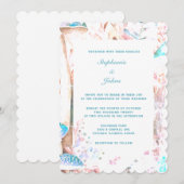 Blauwe Boho Paddestoel Art Woodland bruiloft 2024 Kaart (Voorkant / Achterkant)