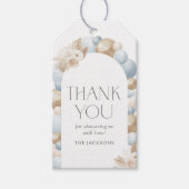 Blauwe Boho Pampas Gras Boog Jongens Baby Shower Cadeaulabel (Voorkant)