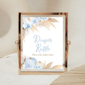 Blauwe Boho Pompoen Baby shower Luier Raffle Poster