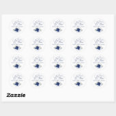 Blauwe Boho Rozen Liefde & Dankbaarheid Bruidsdouc Ronde Sticker (Vel)