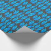 Blauwe boho veren blauw en grijs cadeaupapier (Hoek)