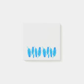 Blauwe boho veren blauw en grijs post-it® notes (Voorkant)