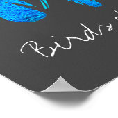 Blauwe boho veren blauw en grijs poster (Hoek)