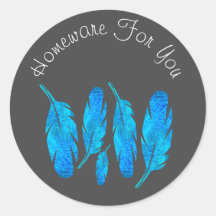 Blauwe boho veren blauw en grijs