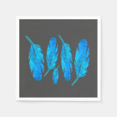 Blauwe boho veren blauw en grijs servet (Voorkant)