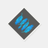 Blauwe boho veren blauw en grijs servet (Hoek)