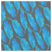 Blauwe boho veren blauw en grijs stof (Close Up)