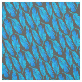 Blauwe boho veren blauw en grijs stof