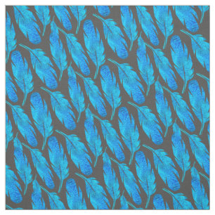 Blauwe boho veren blauw en grijs stof